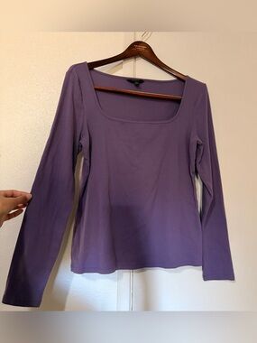 Banana Republic Long Sleeve Square Neck Top - Lavender